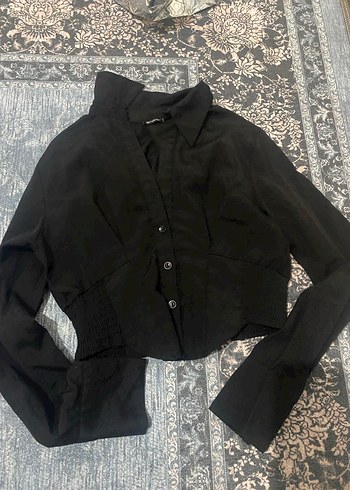 Diğer Siyah Düğmeli Uzun Kollu Gotik Bluz