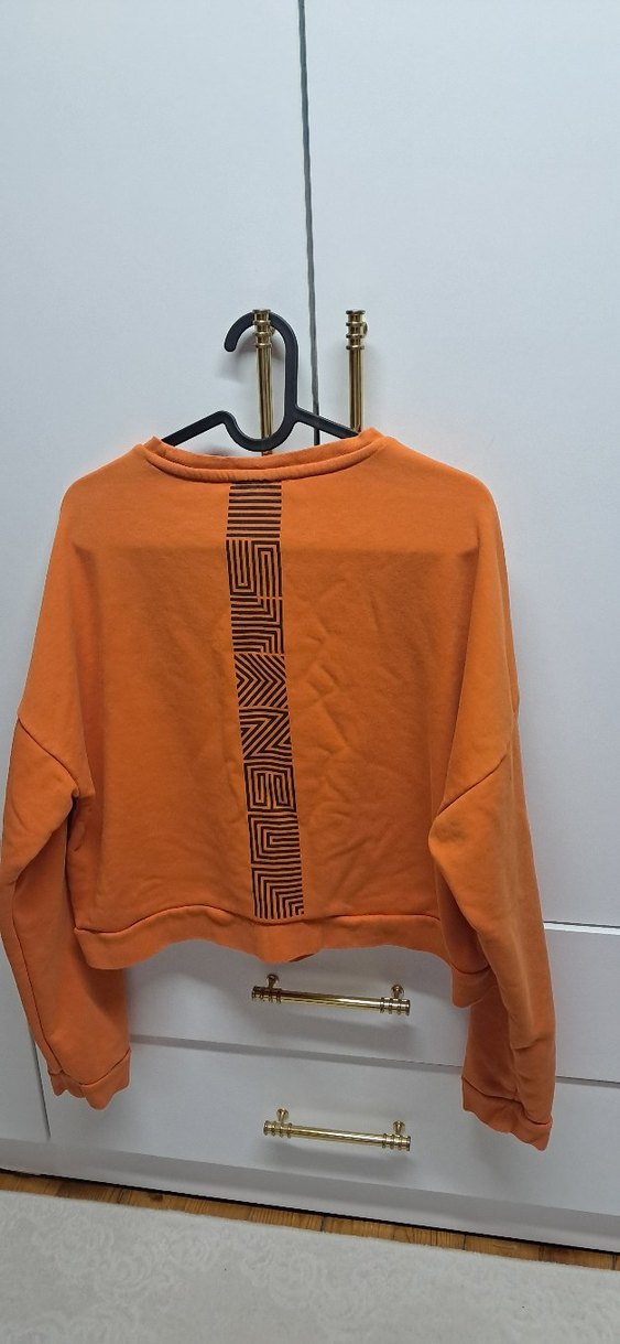 Kadın Turuncu Bisiklet Yaka Sweatshirt - Görsel 2