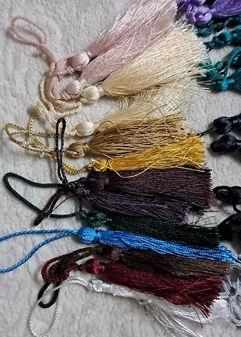 Saten Püsküllü Çok Renkli Bohem Saç Aksesuarları - Görsel 3