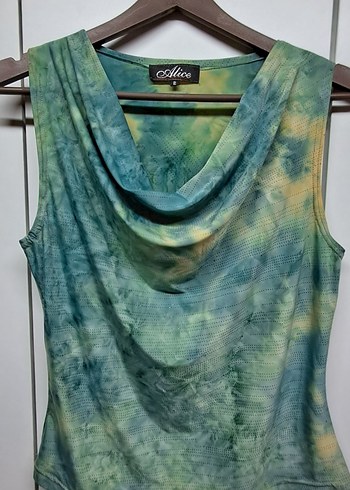 Yeşil Batik Desenli kadın bluz