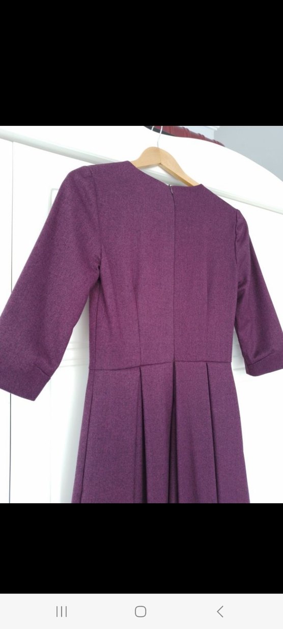 Mor Midi Piliseli Kadın Elbise - Görsel 4