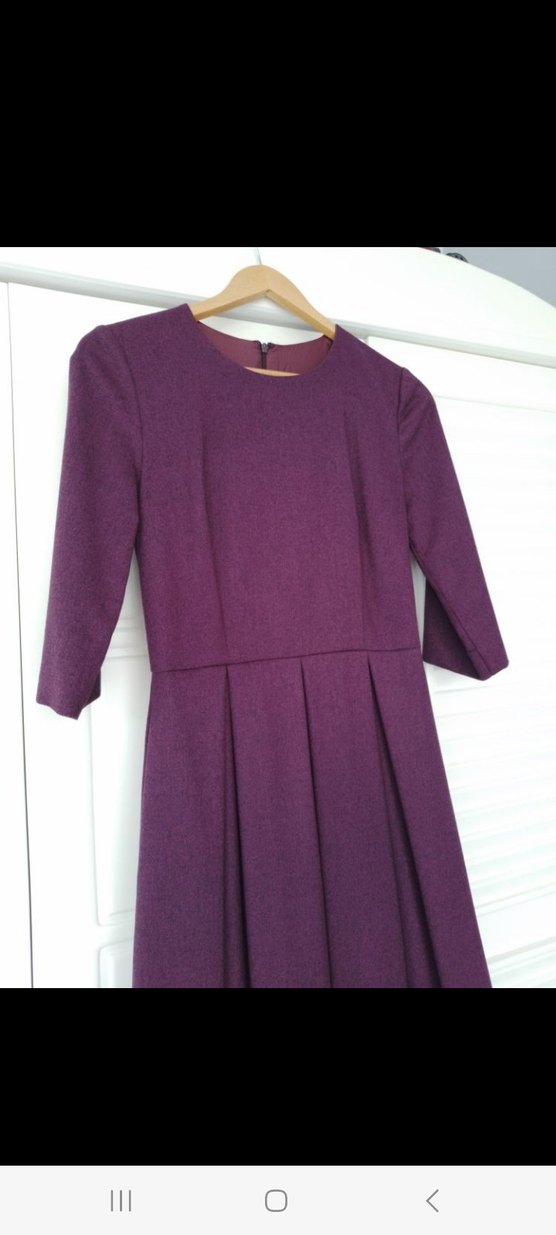 Mor Midi Piliseli Kadın Elbise - Görsel 2