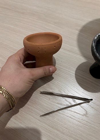 Klasik Bej Toprak Çömlek lüle közlük kuru kafa nargile - Görsel 2