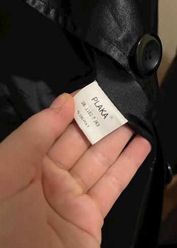 Siyah Deri Kemerli Midi Trençkot vintage - Görsel 5