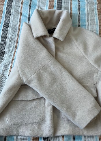 Düğmeli Bej Midi Kadın Kaban - Görsel 2