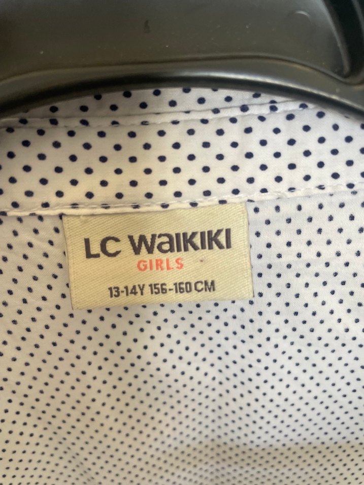 Düğmeli Kısa Kollu Beyaz puantiyeli Gömlek - Görsel 5