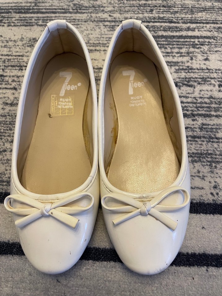 Beyaz Fiyonk Detaylı Kız Babet 32 numara - Görsel 3