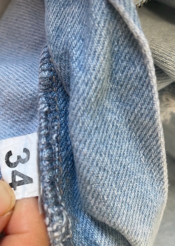 Kadın Mavi Yırtık Bol Kesim Denim Pantolon - Görsel 7