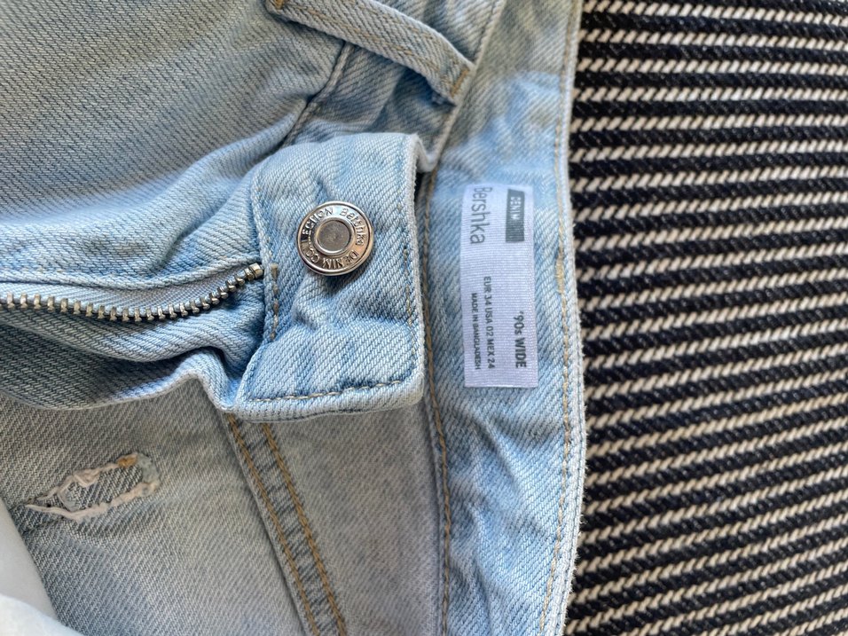 Kadın Mavi Yırtık Bol Kesim Denim Pantolon - Görsel 3