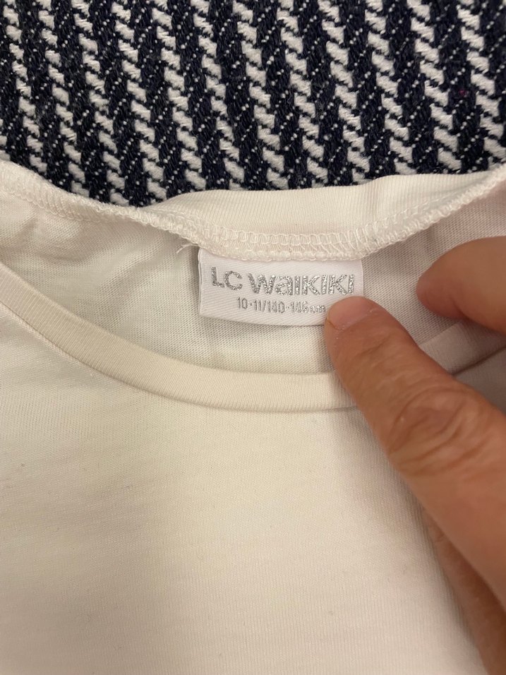 Beyaz Kız Çocuk Uzun Kollu Baskılı Tişört - Görsel 3