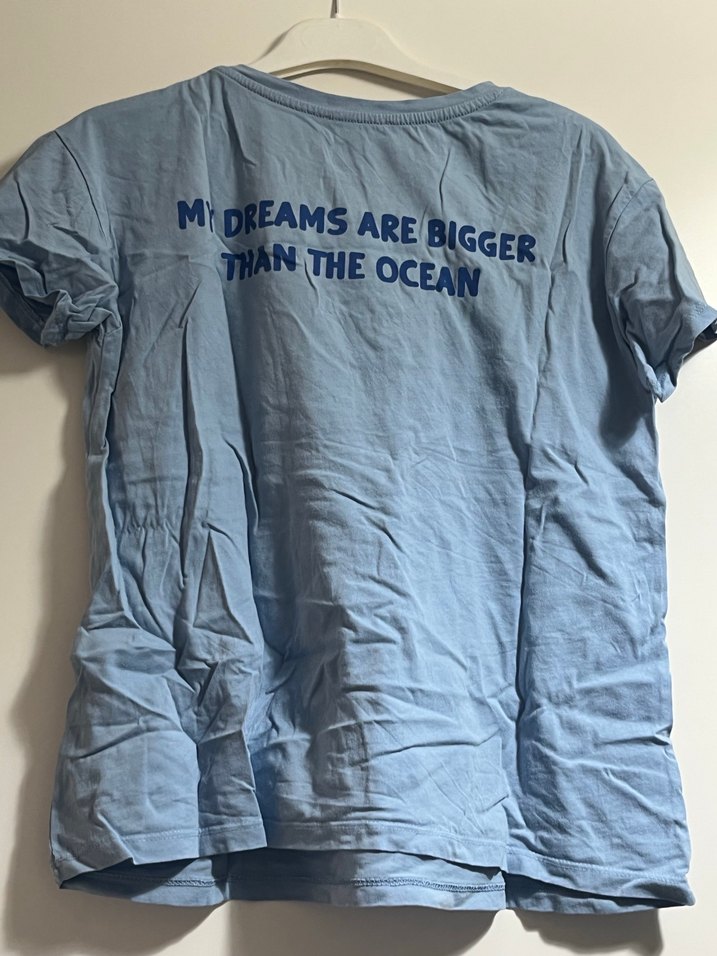 Mavi Kız Çocuk Baskılı Kısa Kollu Tişört - Görsel 2