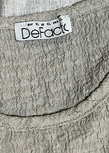 Bej Kısa Kollu Örgü Kadın Keten Gömlek - Görsel 3