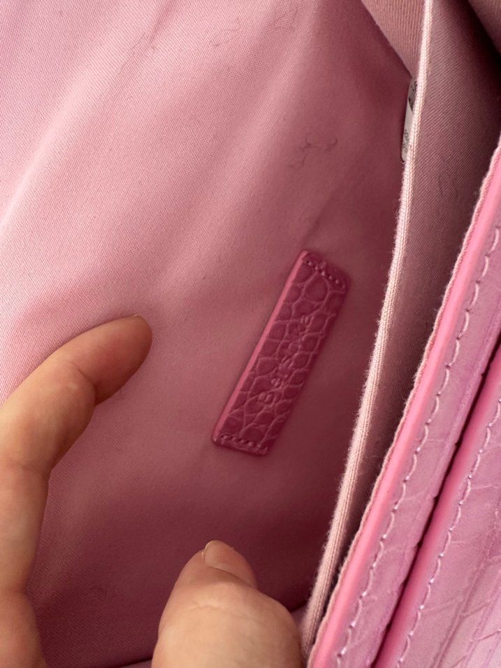 Berhska Pembe Yılan Derisi Desenli Zincir Detaylı Deri Çanta - Görsel 2