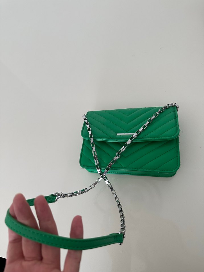 Bershka Deri Yeşil Kadın Omuz Çantası - Görsel 4