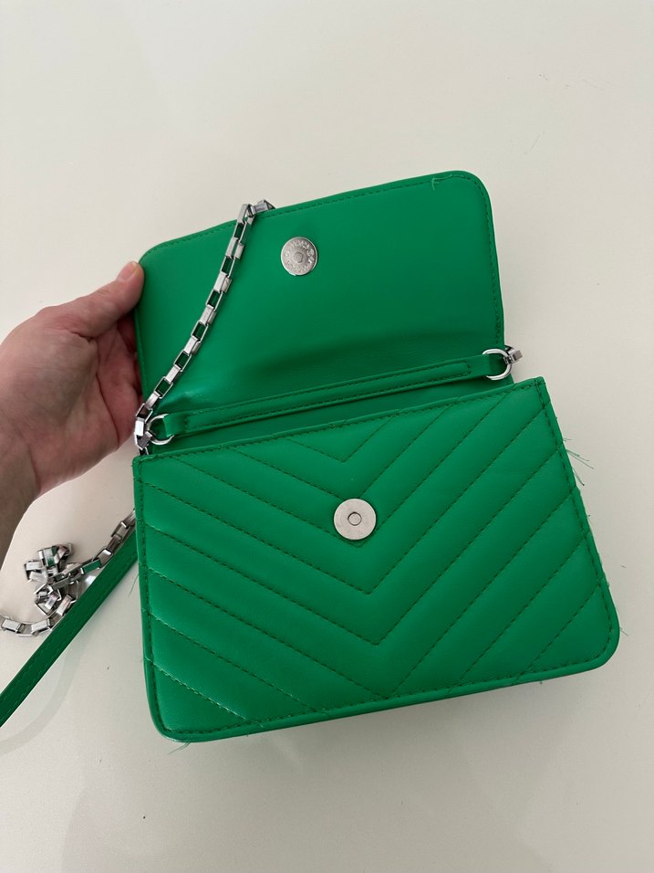 Bershka Deri Yeşil Kadın Omuz Çantası - Görsel 5