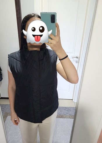 Siyah Kolsuz Midi Şişme Yelek - Görsel 2