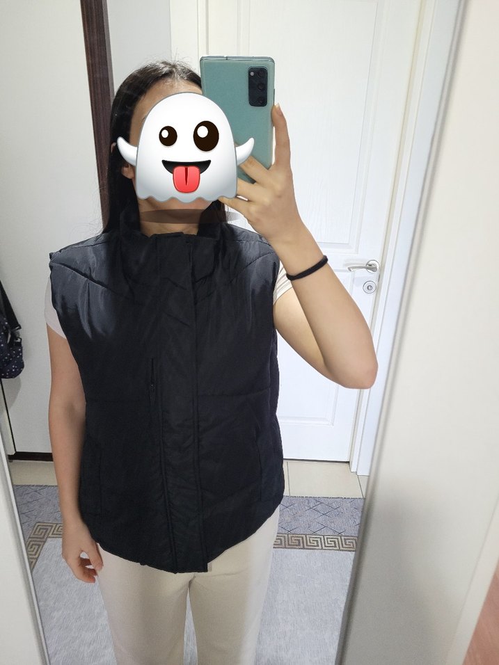 Siyah Kolsuz Midi Şişme Yelek - Görsel 2