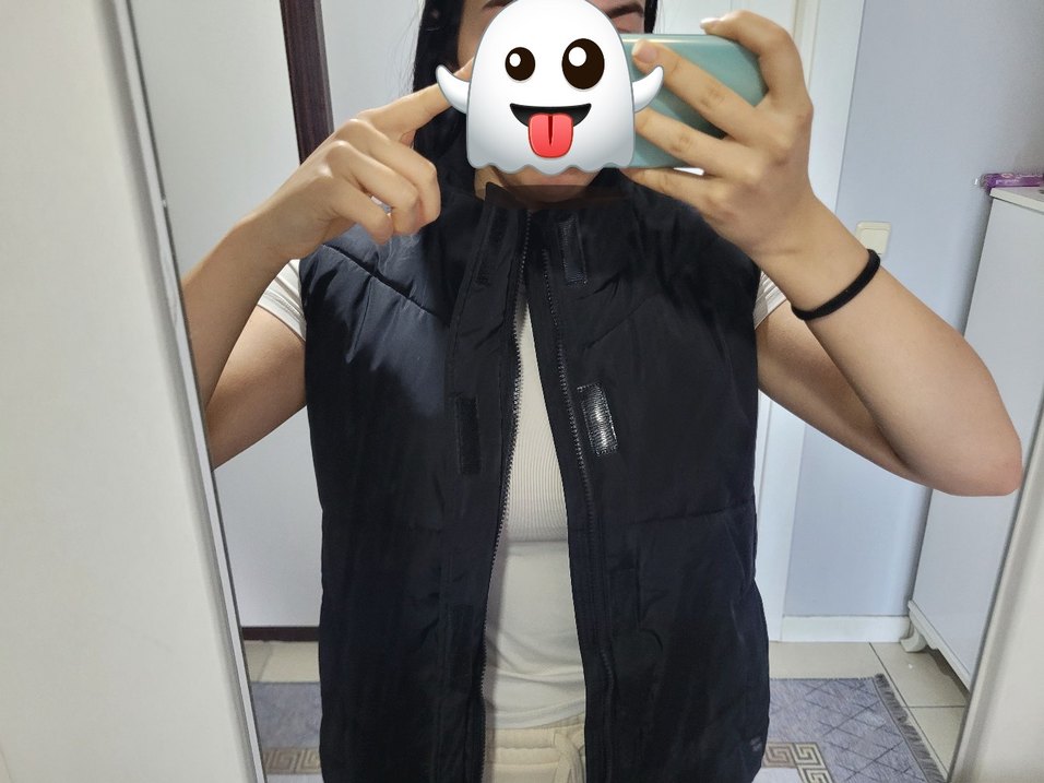 Siyah Kolsuz Midi Şişme Yelek - Görsel 3