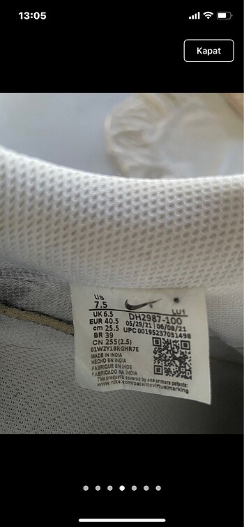 Nike Küçük geldiği için giymiyorum