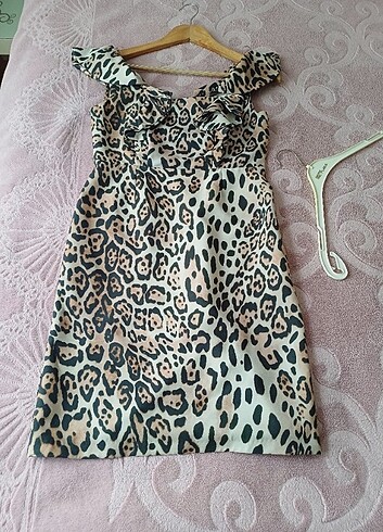 s Beden camel Renk Leopar elbise