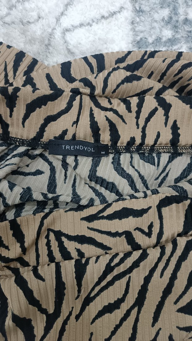 Zebra Desenli Kadın Uzun Kumaş etek - Görsel 2