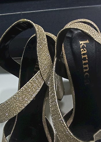 Gold topuklu ayakkabı - Görsel 4