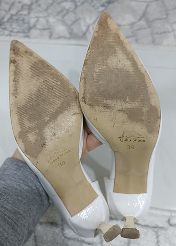 Beyaz Rugan Stiletto Kadın Ayakkabı - Görsel 4