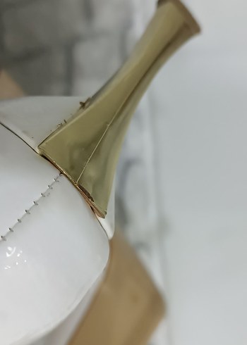 Beyaz Rugan Stiletto Kadın Ayakkabı - Görsel 7