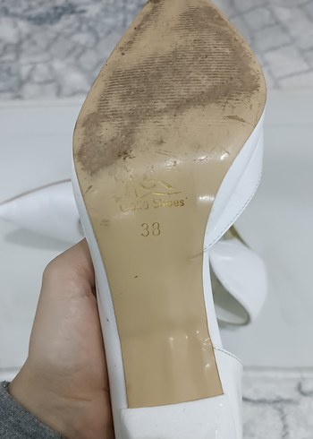 Beyaz Rugan Stiletto Kadın Ayakkabı - Görsel 9