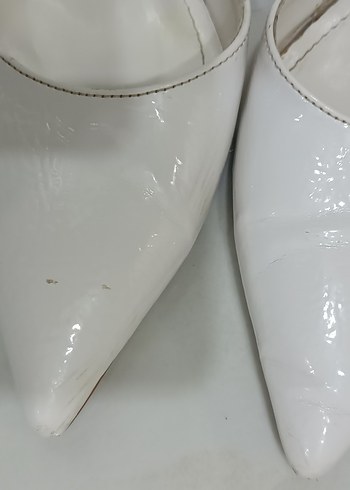 Beyaz Rugan Stiletto Kadın Ayakkabı - Görsel 6