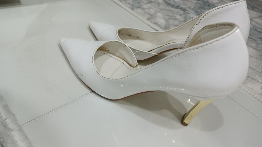 Beyaz Rugan Stiletto Kadın Ayakkabı - Görsel 2