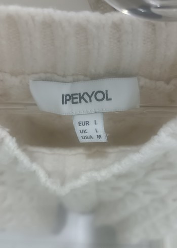 Beyaz Örgü Kadın Triko Kazak - Görsel 3