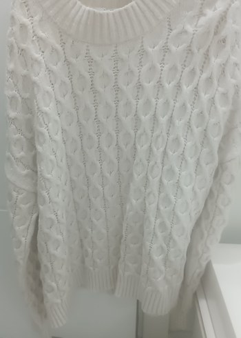 Beyaz Örgü Kadın Triko Kazak - Görsel 2