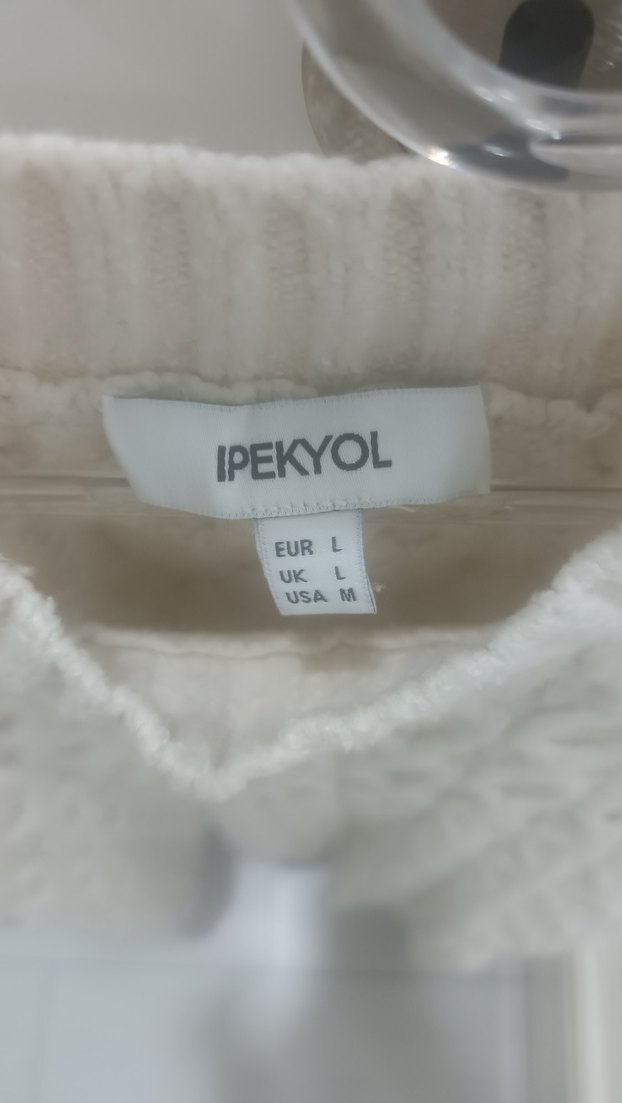 Beyaz Örgü Kadın Triko Kazak - Görsel 3