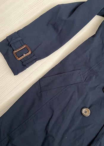 Zara Düğmeli Midi Lacivert Kadın Trençkot - Görsel 5