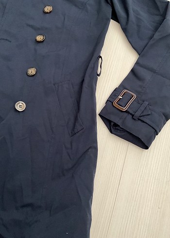 Zara Düğmeli Midi Lacivert Kadın Trençkot - Görsel 4