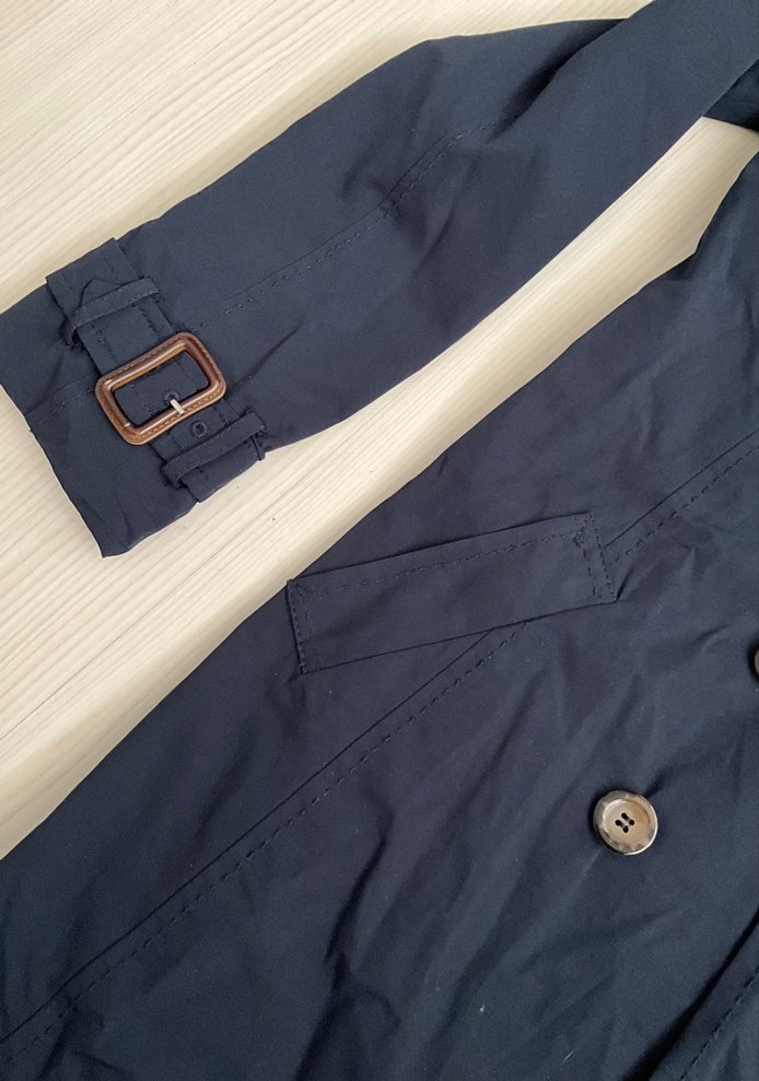 Zara Düğmeli Midi Lacivert Kadın Trençkot - Görsel 5