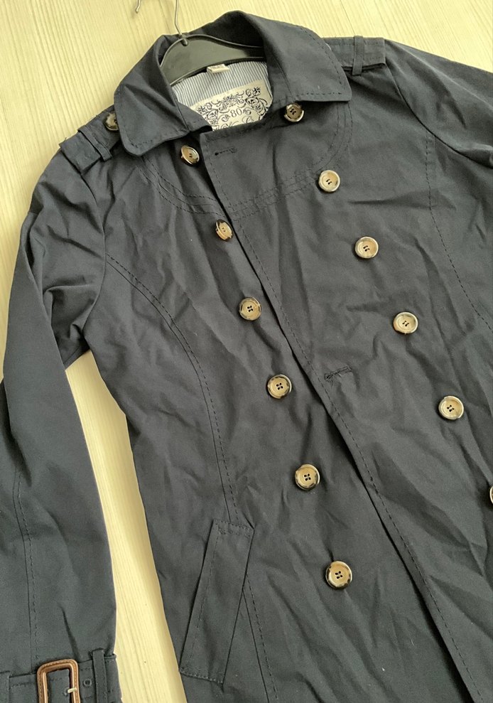 Zara Düğmeli Midi Lacivert Kadın Trençkot - Görsel 2