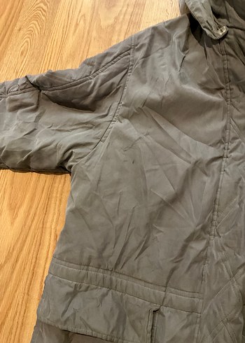 Koyu yeşil Kapüşonlu Uzun Kadın mont - Görsel 8