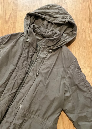 Koyu yeşil Kapüşonlu Uzun Kadın mont - Görsel 2