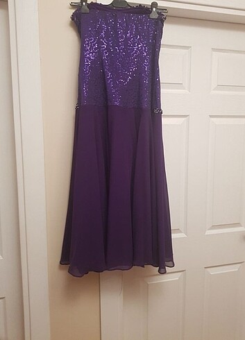 Mor üstü pullu/askılı düğün nişan elbise - Görsel 5
