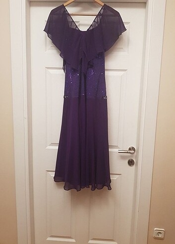 Mor üstü pullu/askılı düğün nişan elbise - Görsel 2