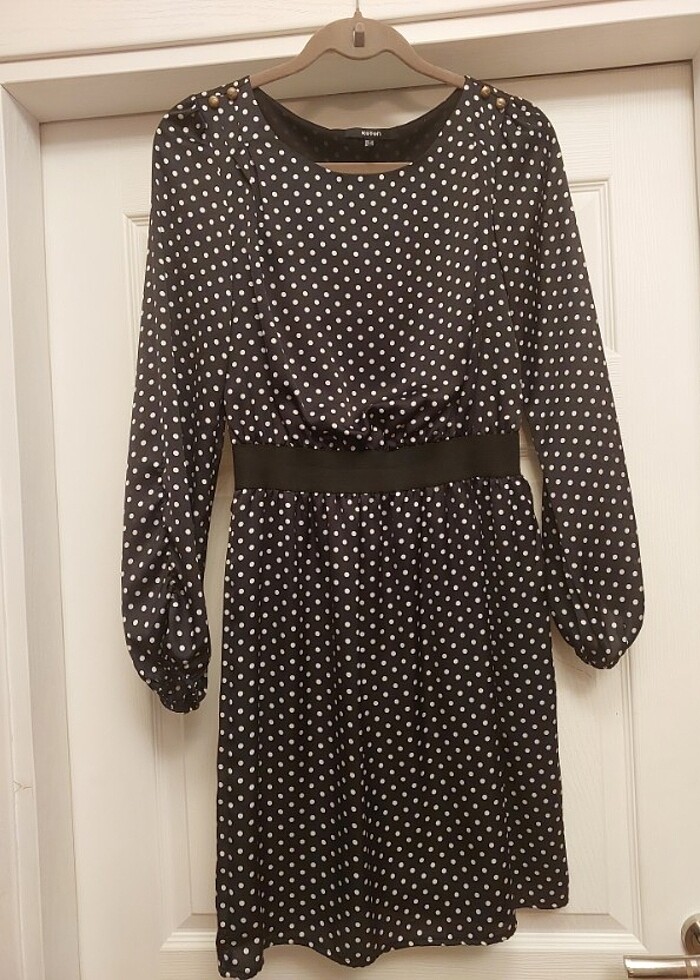 Koton puantiyeli saten elbise - Görsel 2