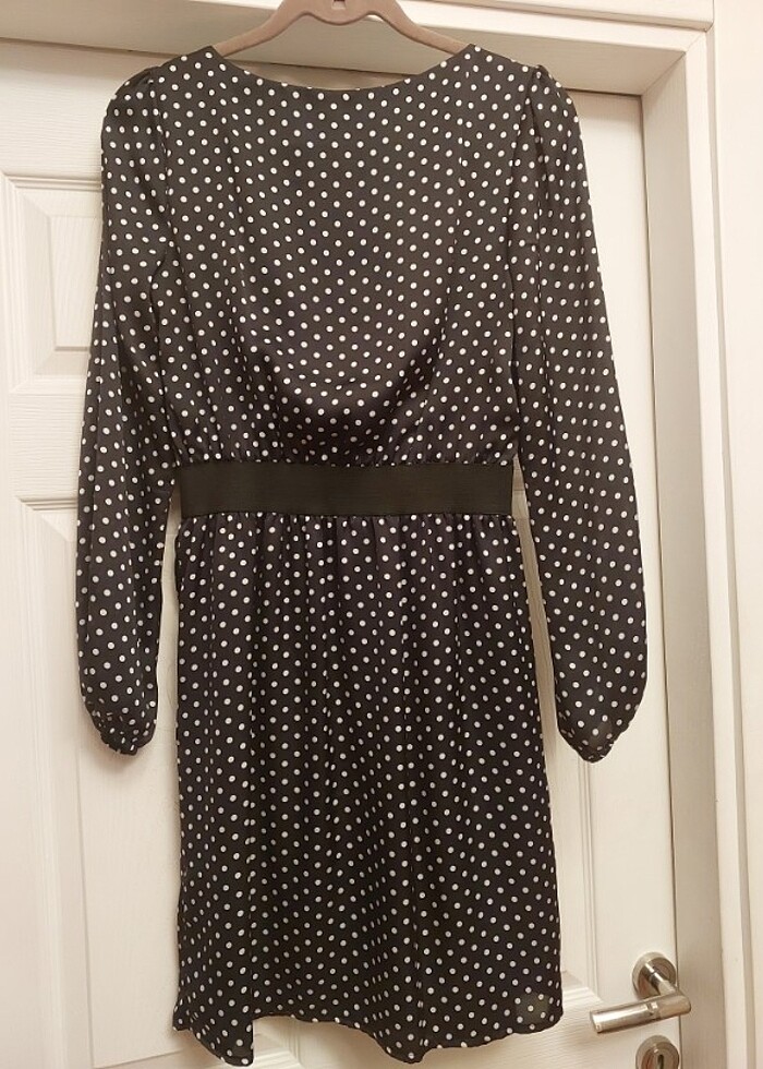 Koton puantiyeli saten elbise - Görsel 3