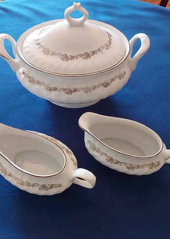 Romanya Üretimi Vintage Porselen Kapaklı Çorbalık & Sosluk - Görsel 2