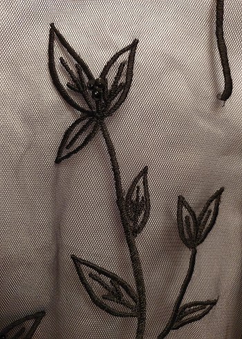 Zarif, Gri Nakışlı Askılı Midi Abiye Elbise - Görsel 2