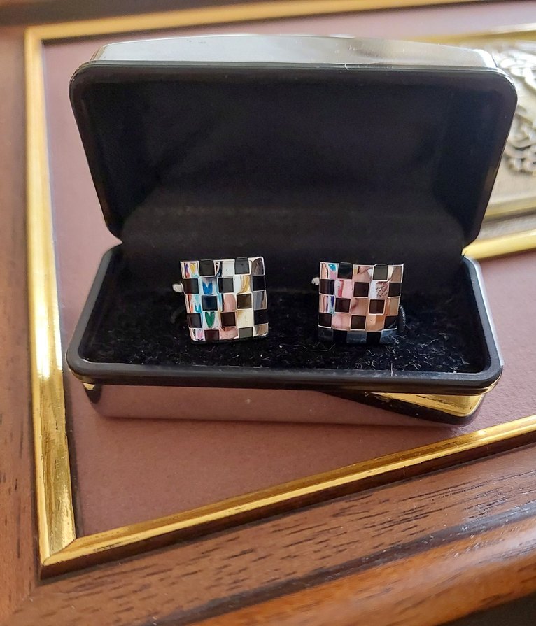 Vintage Kare Desenli Erkek Kol Düğmeleri - Görsel 2