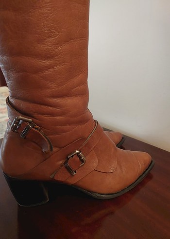 Taba Rengi Diz Altı Deri Çizme - Görsel 2