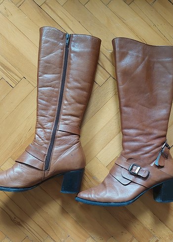 Taba Rengi Diz Altı Deri Çizme - Görsel 6