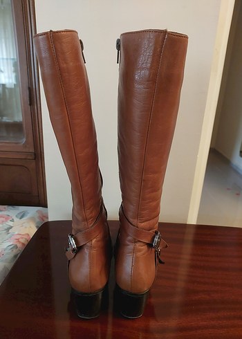 Taba Rengi Diz Altı Deri Çizme - Görsel 5